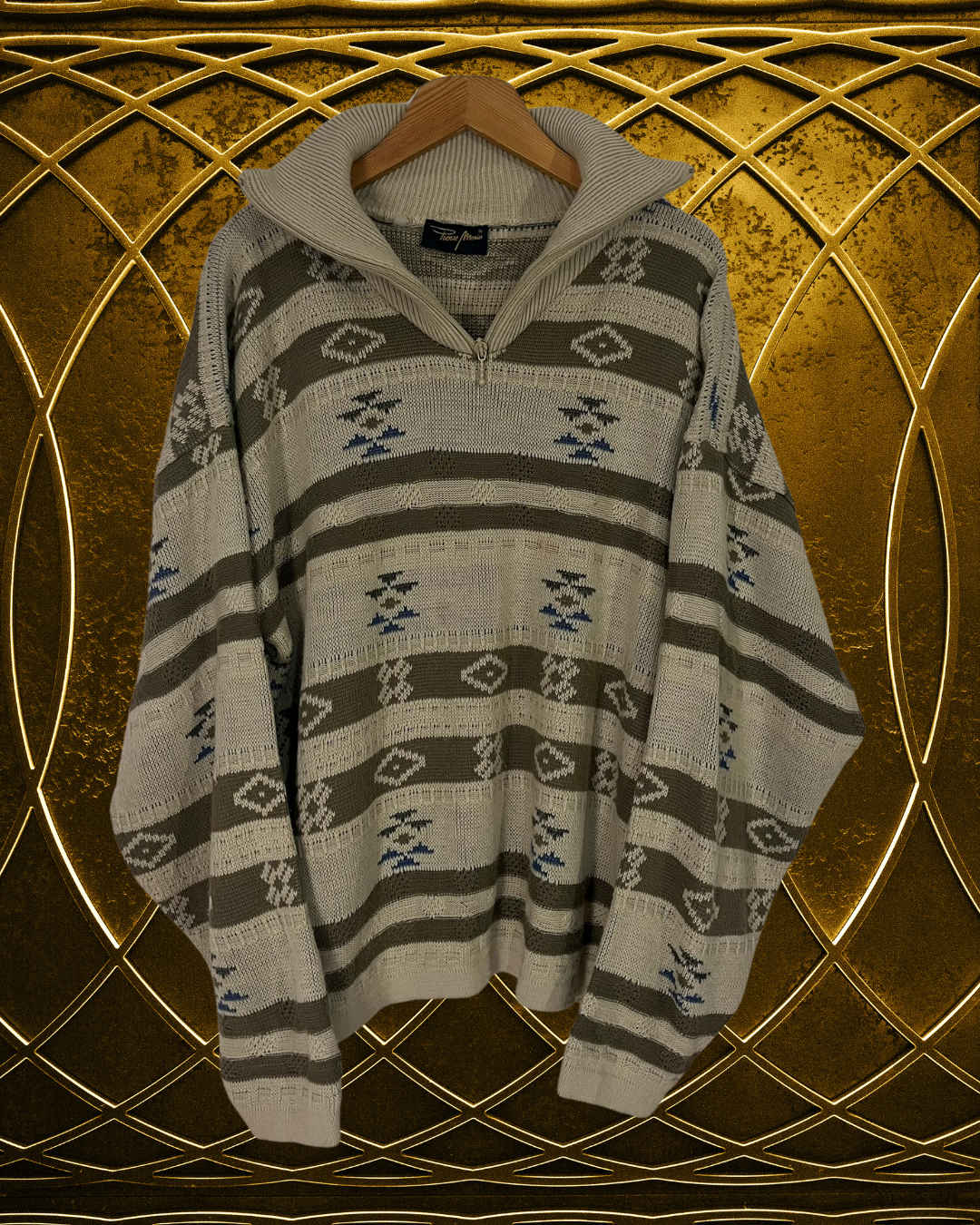 vintage etnik desenli kazak