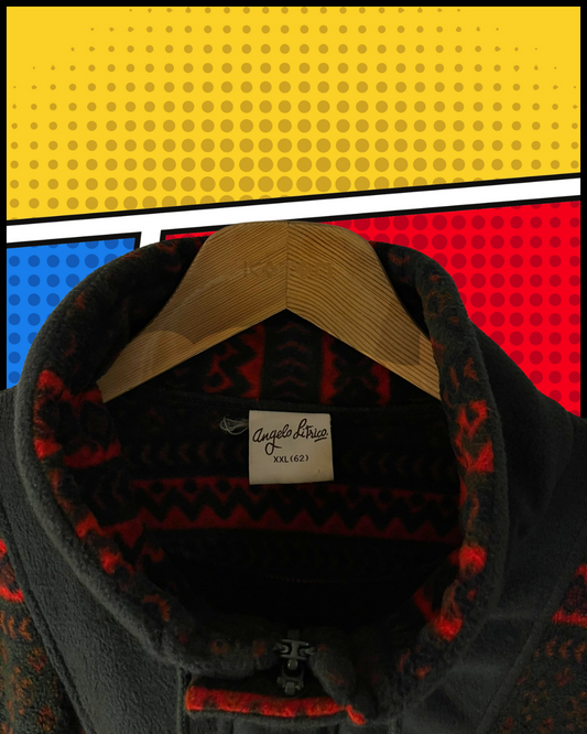 vintage desenli koyu renkli polar