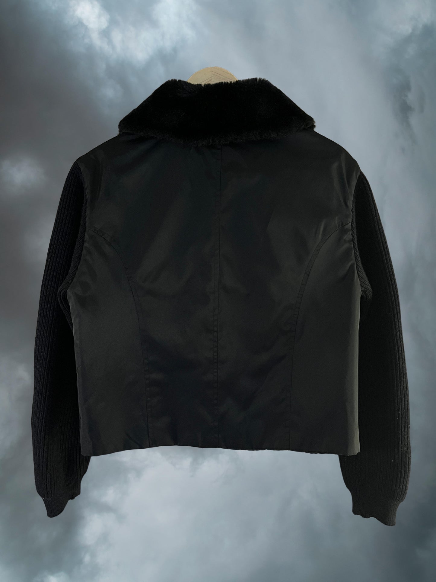 siyah peluş yaka bomber mont