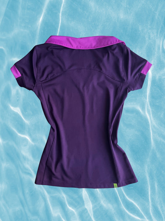 fuşya + mor yakalı sports tee