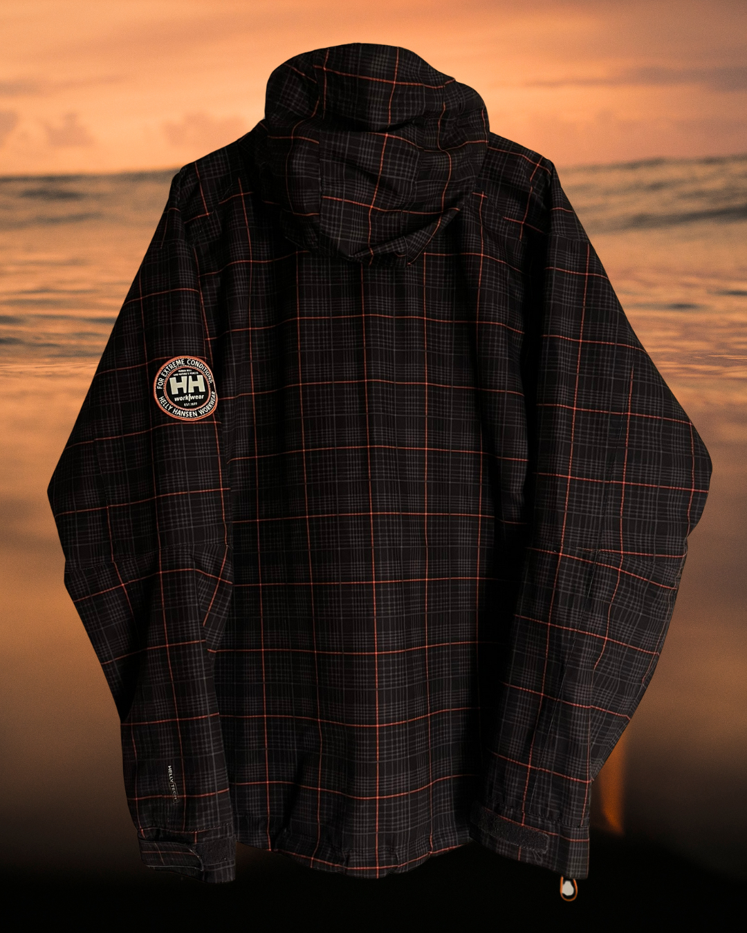 vintage helly hansen turuncu ekoseli mevsimlik mont