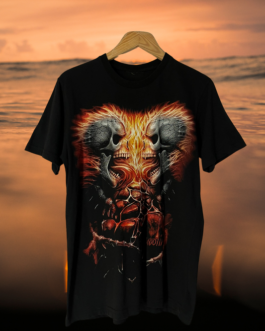 vintage ateşli skull t-shirt