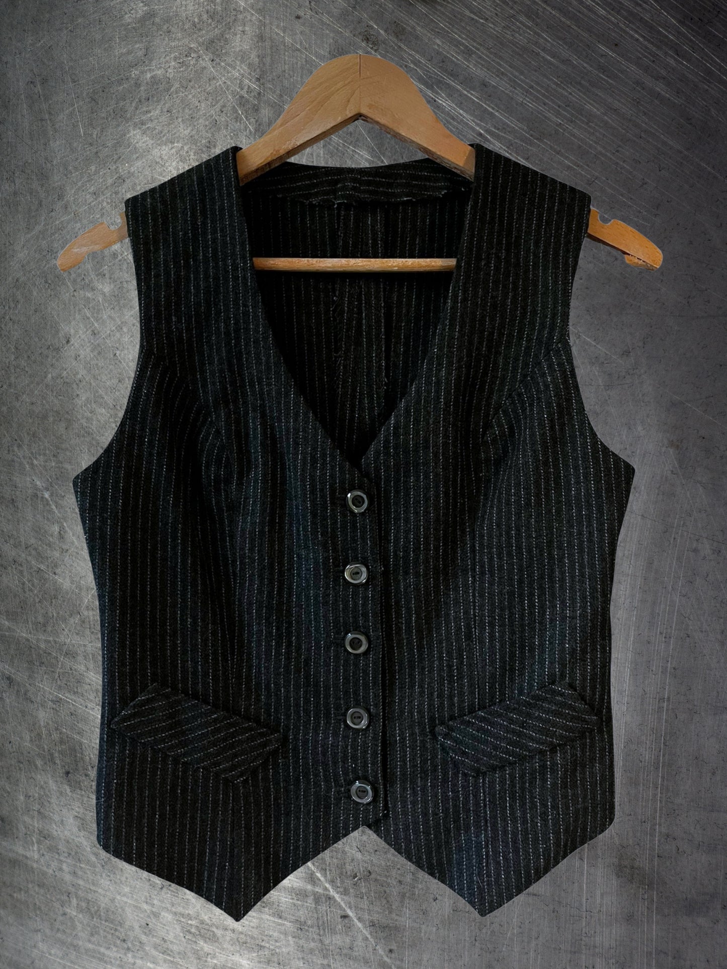 y2k antrasit çizgili yelek