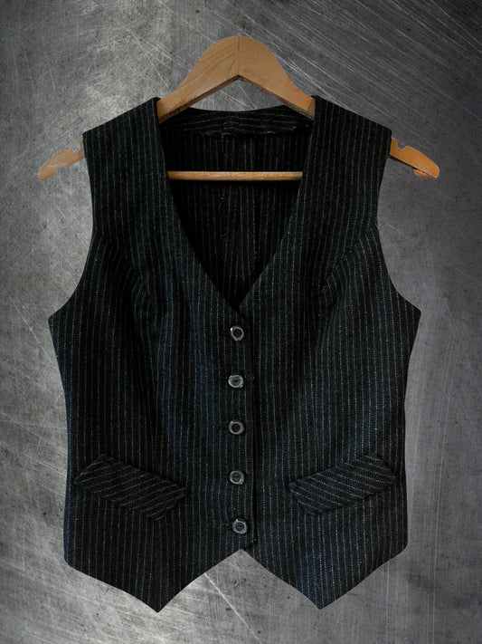 y2k antrasit çizgili yelek