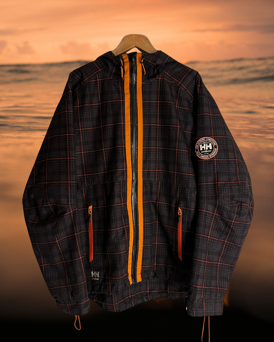 vintage helly hansen turuncu ekoseli mevsimlik mont