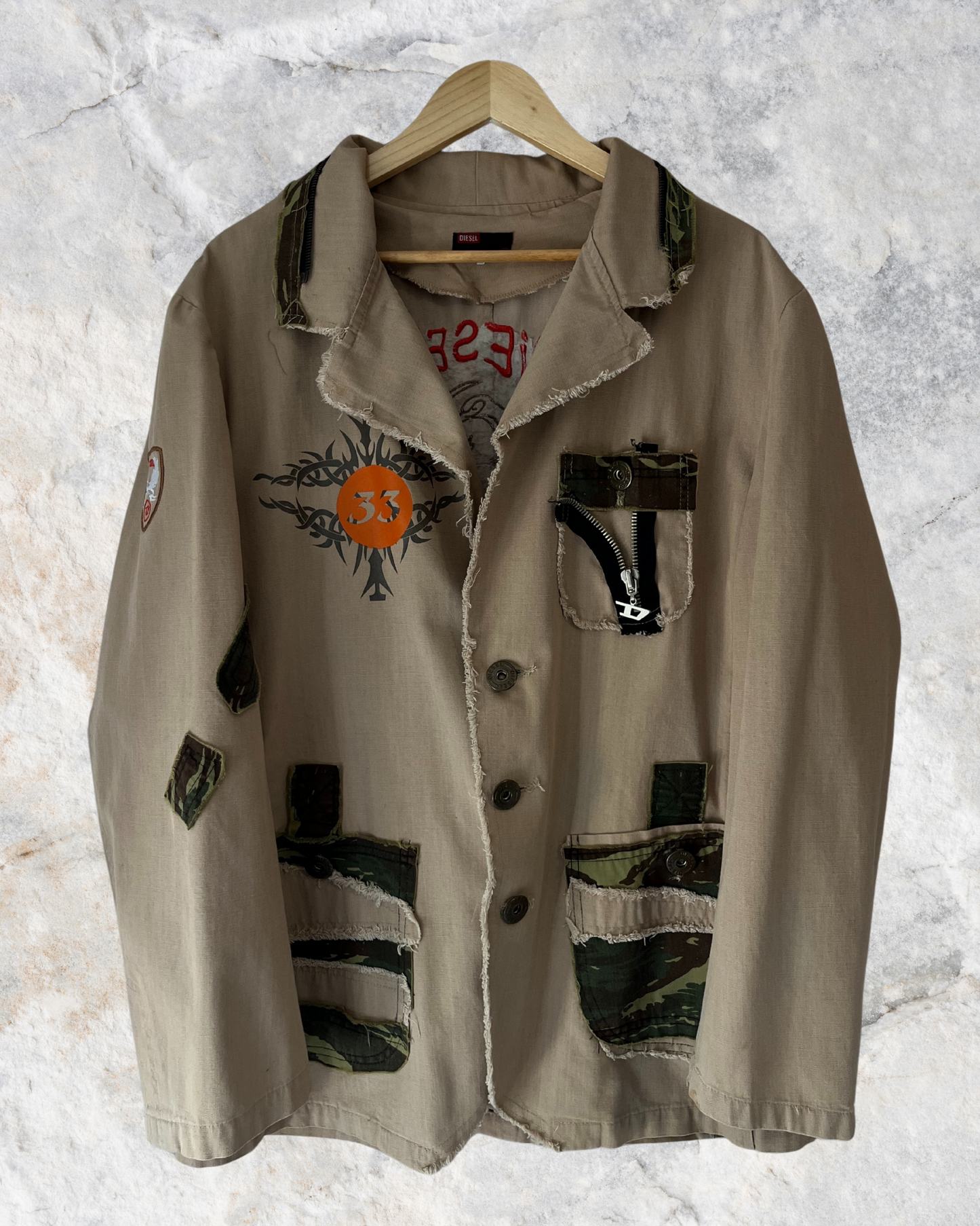 vintage diesel y2k askeri ceket