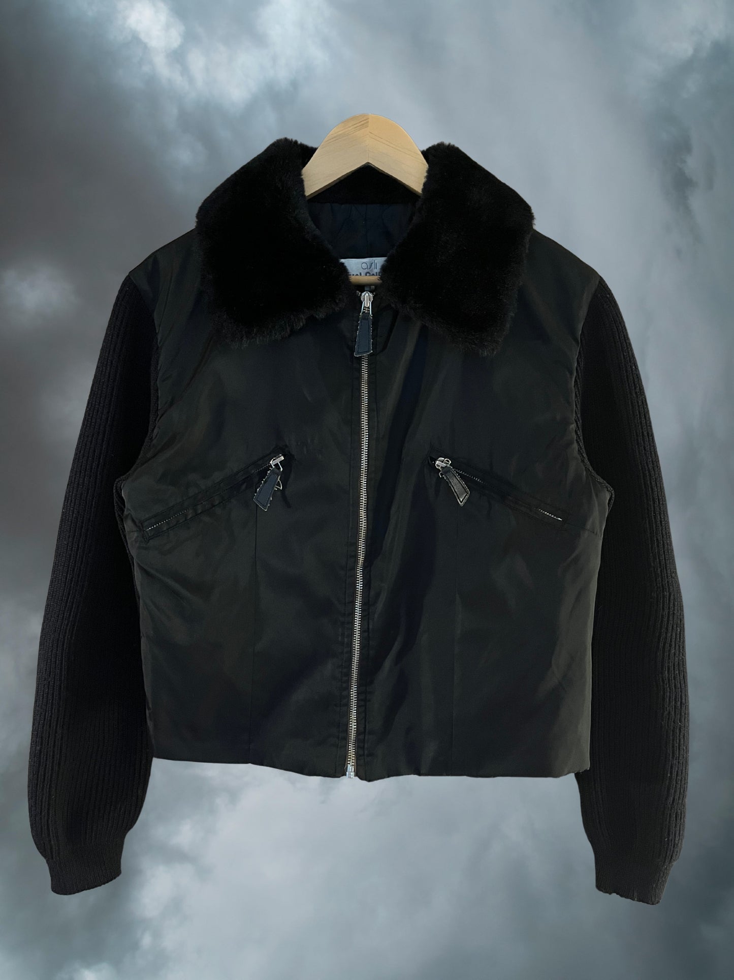 siyah peluş yaka bomber mont