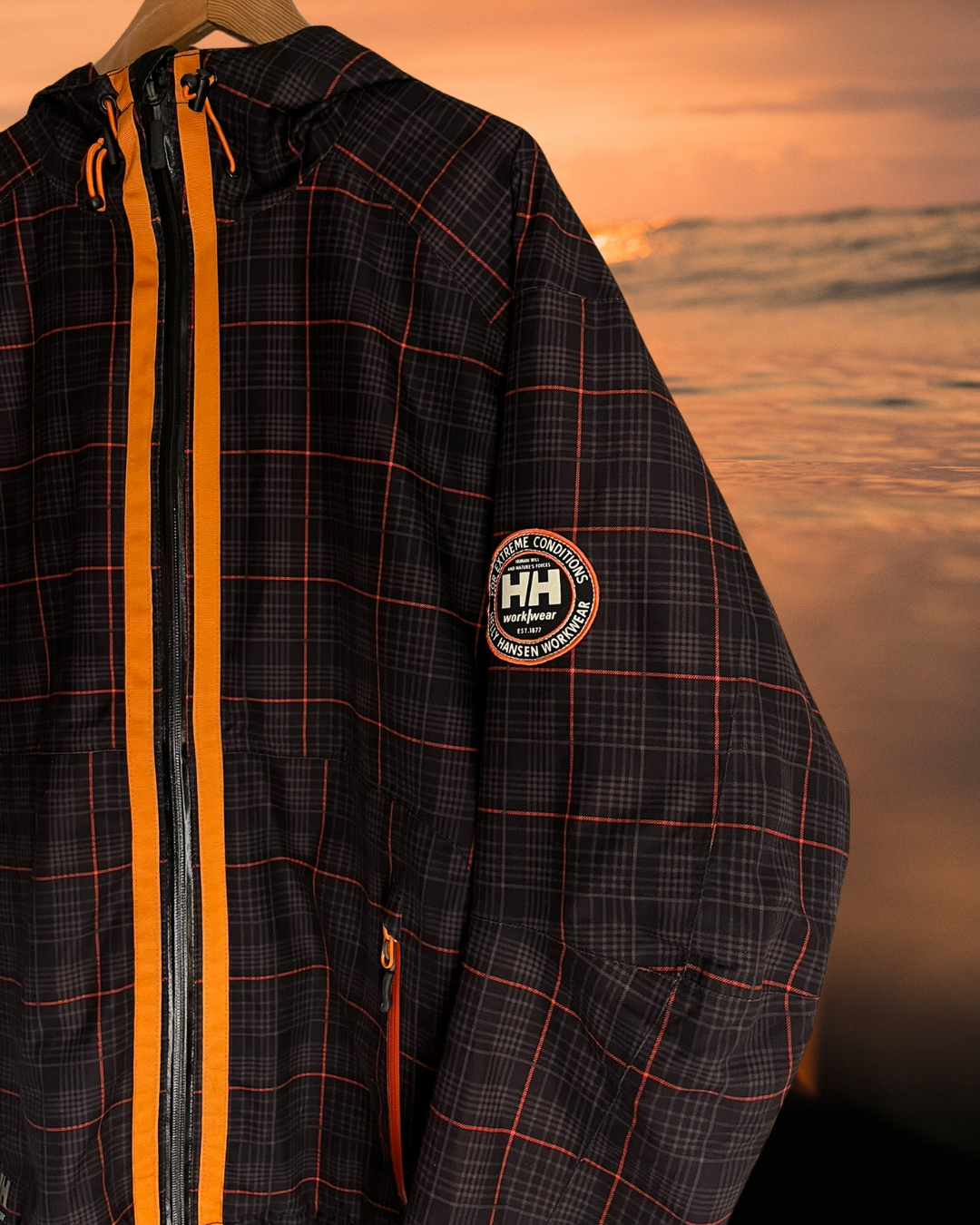 vintage helly hansen turuncu ekoseli mevsimlik mont