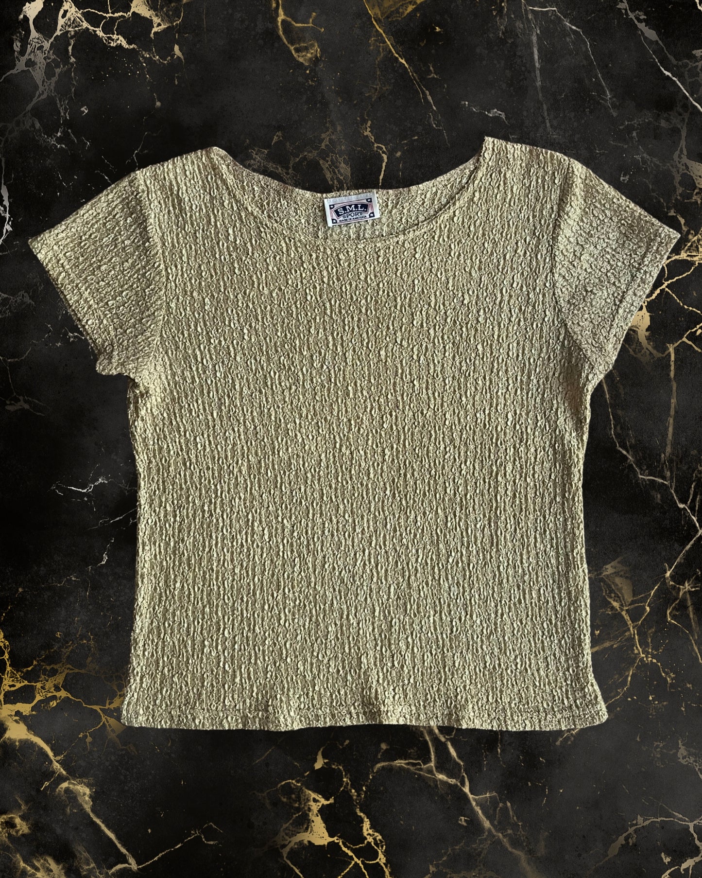 gold kırışık kumaş american tee