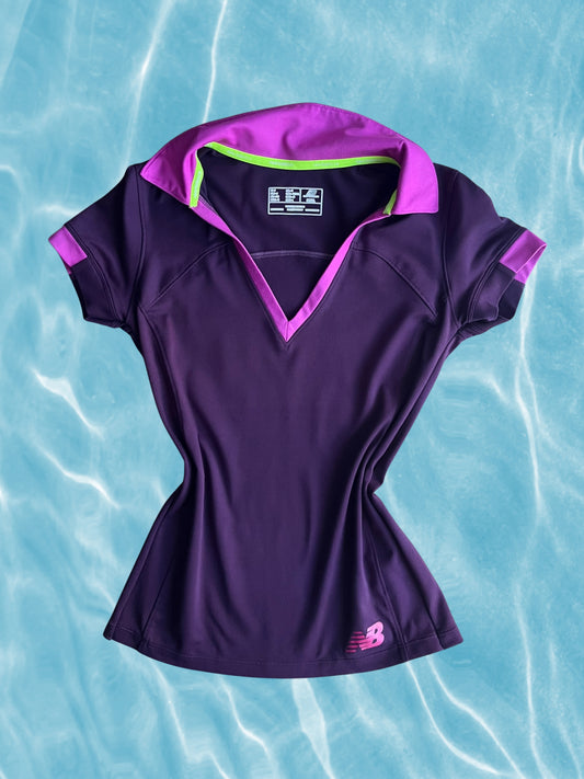 fuşya + mor yakalı sports tee