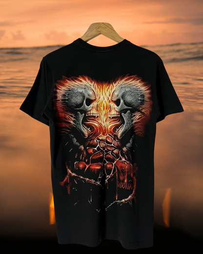 vintage ateşli skull t-shirt
